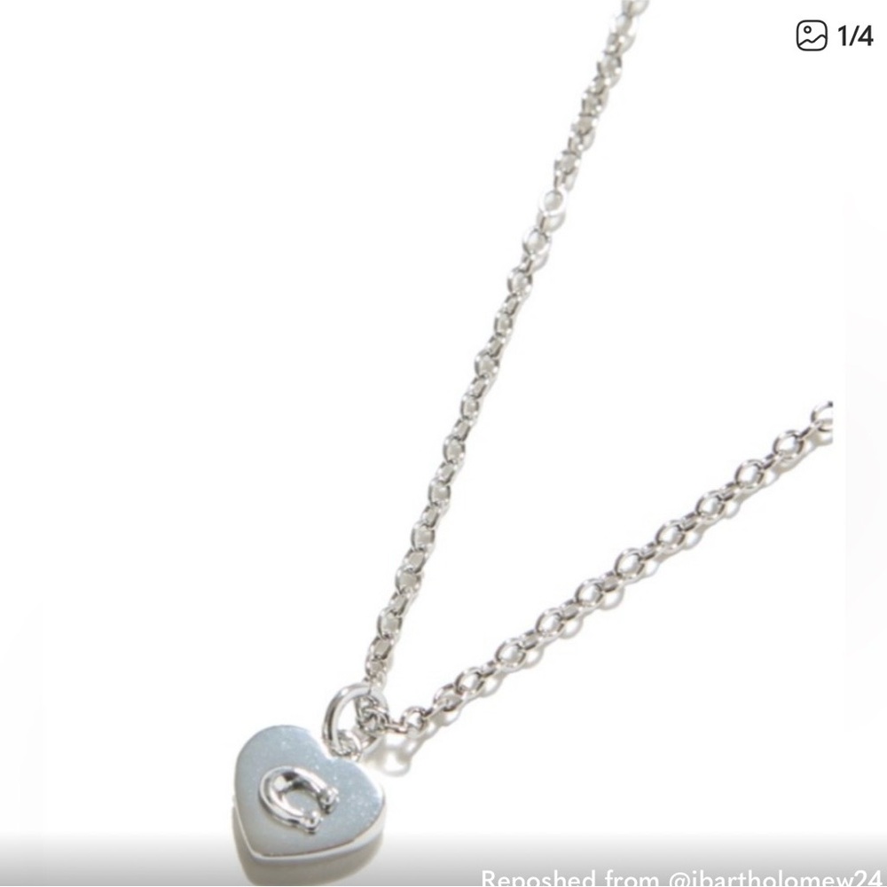 Coach Silver Heart Pendant Necklace
